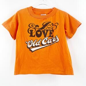 VINTAGE 'I Love Old Cars' T-Shirt Size Toddler XS 2-4 Orange Hanes 50/50 Kids